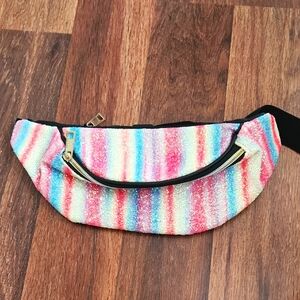 Rainbow Glitter Striped Fanny Pack